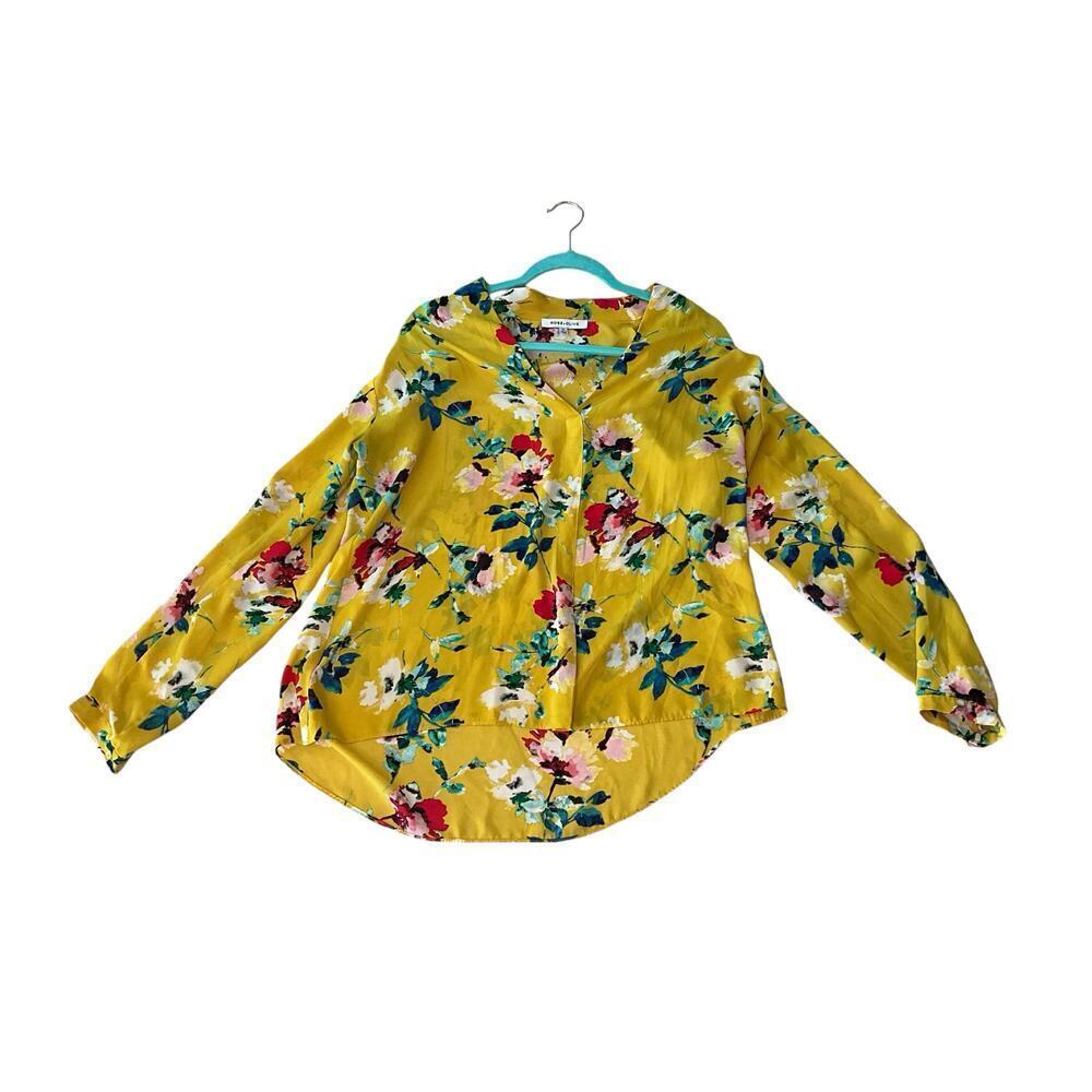 Rose & Olive Womens Floral Top Blouse Long Sleeve V-Neck Yellow Size‎ XL NWOT - Picture 4 of 6